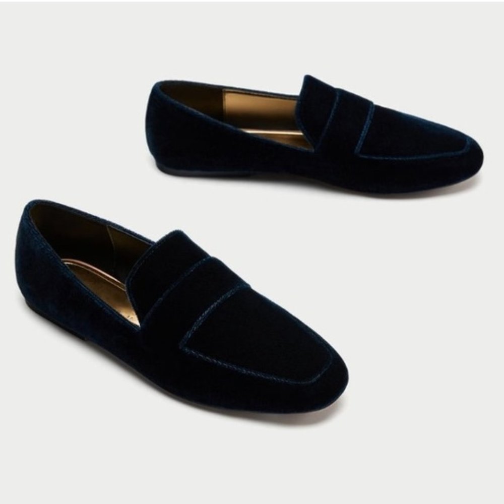Blue Velvet Loafers